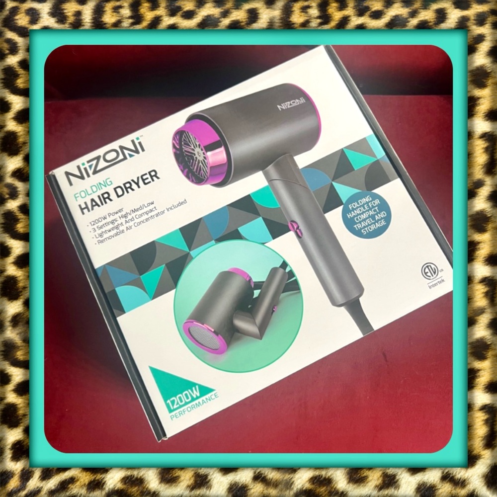 👑✅PRICE FIRM✅ Compact Folding Hair Dryer - Black and Purple. Brand New!